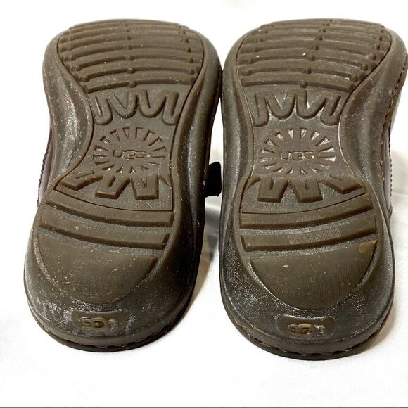 UGG Livia brown leather shearling lined clogs 7 - Picture 9 of 16